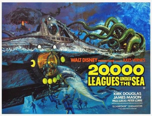 Cartel de "20.000 leguas de viaje submarino"