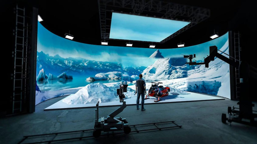 Escenario nevado en un Estudio de Producción Virtual LED